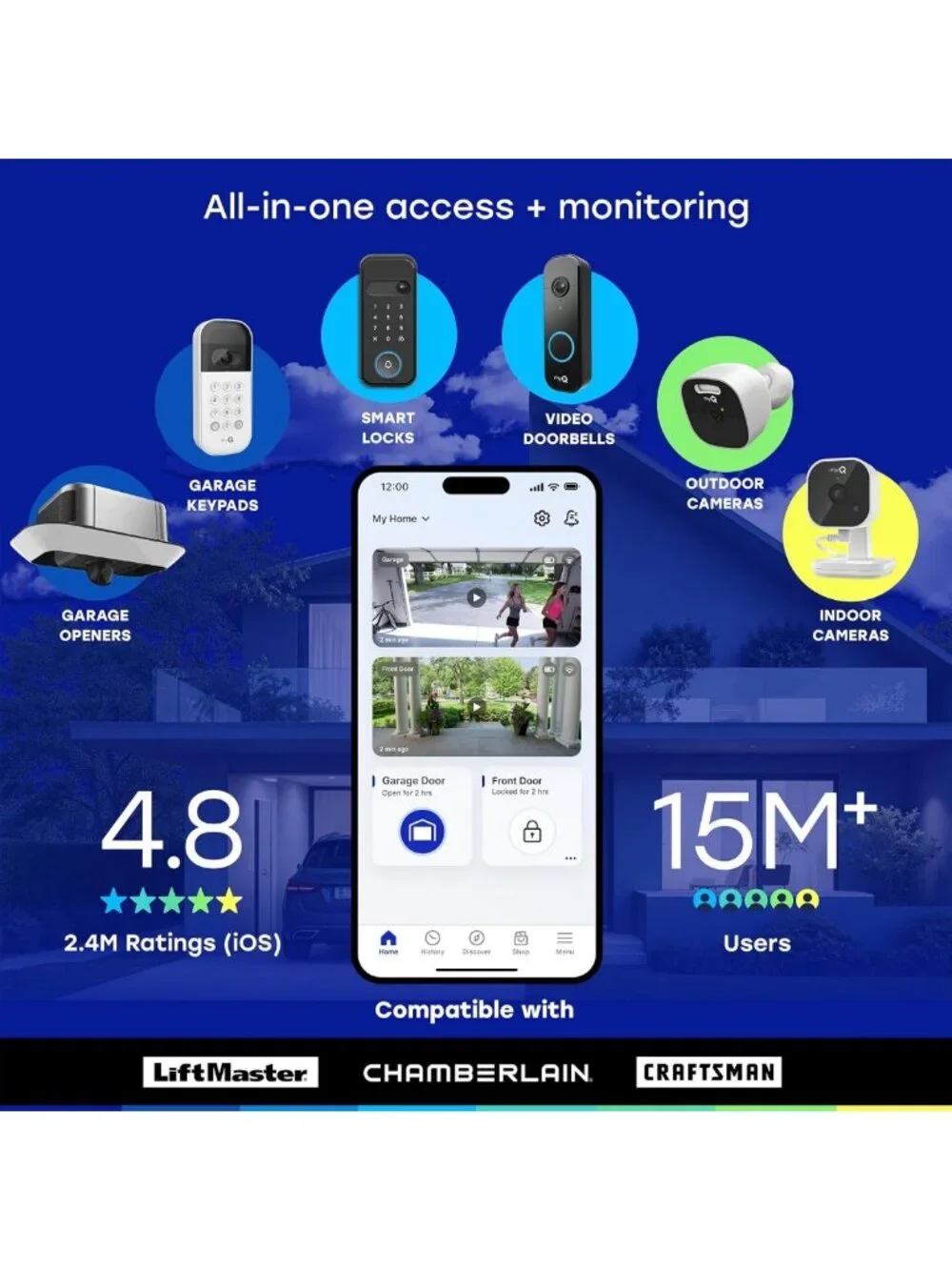 2K Smart Wi-Fi Garage Camera with Night Vision, 2-Way Audio & Motion Alerts